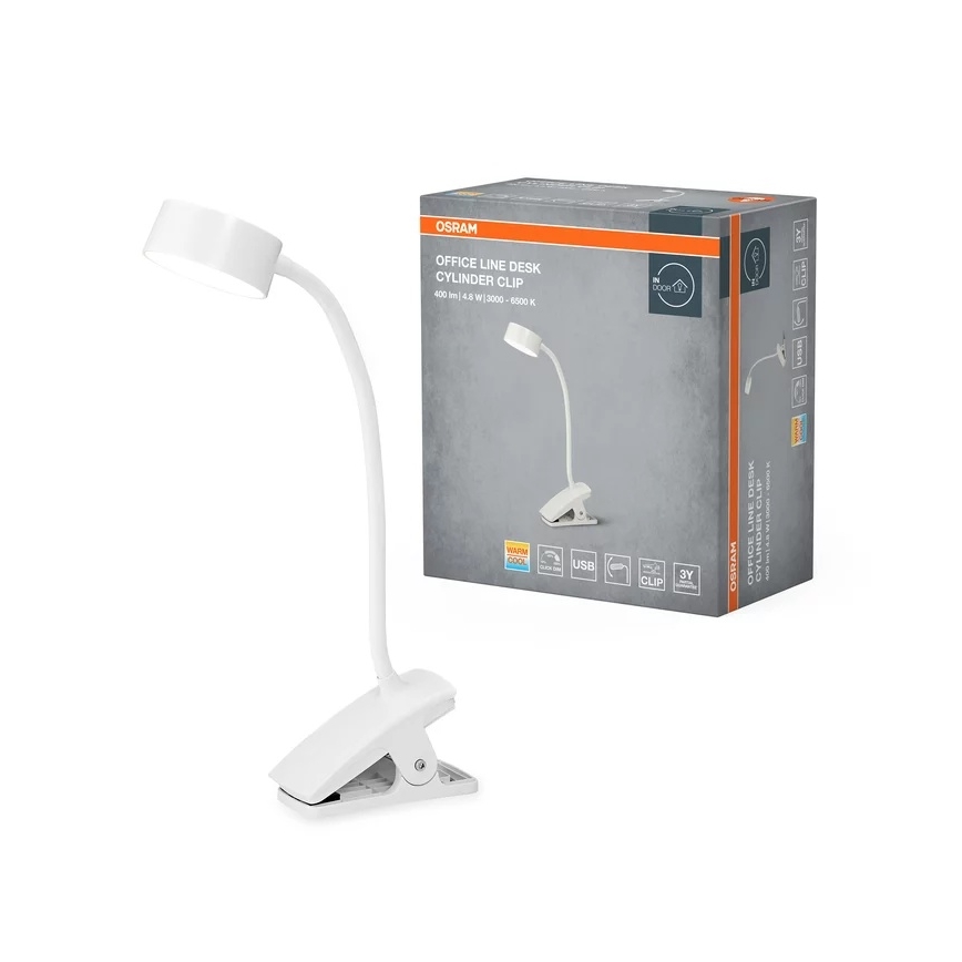 Osram - hämardatav LED-laualamp klambriga OFFICE LINE LED/4,8W/230V 3000/4000/6500K valge