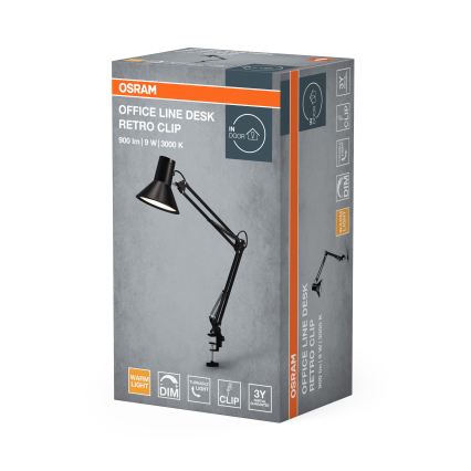 Osram - Hämardatav LED-laualamp kinnitusklambriga OFFICE LINE LED/9W/230V 3000K must