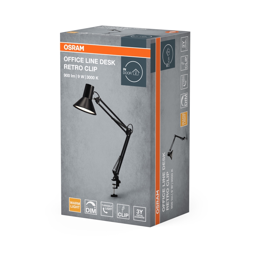 Osram - Hämardatav LED-laualamp kinnitusklambriga OFFICE LINE LED/9W/230V 3000K must