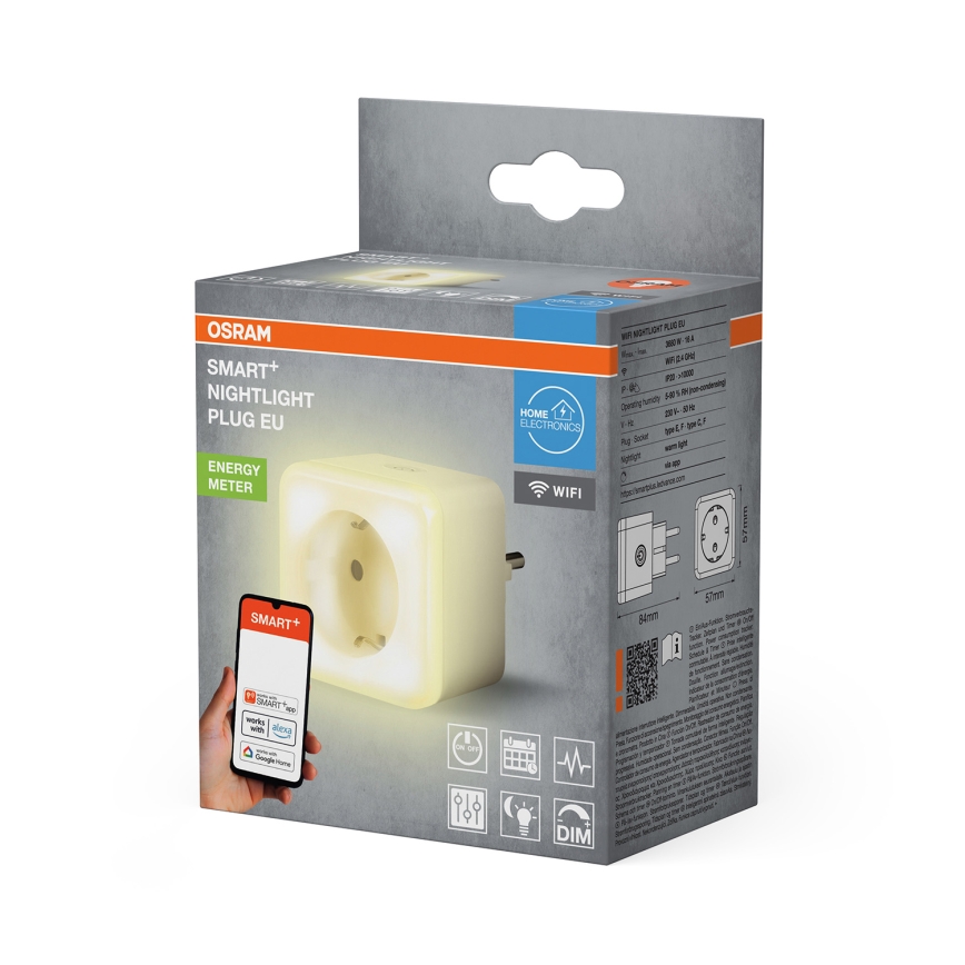 Osram - LED-hämardatav SCHUKO-pistikupesa valgustusega SMART+ NIGHTLIGHT 3680W/230V Wi‑Fi