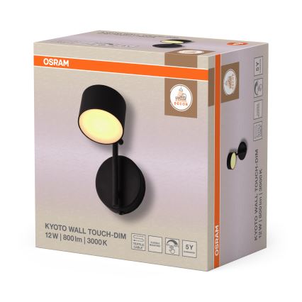 Osram - LED hämardatav puutetundlik seinavalgusti DECOR KYOTO LED/12W/230V CRI 90 must