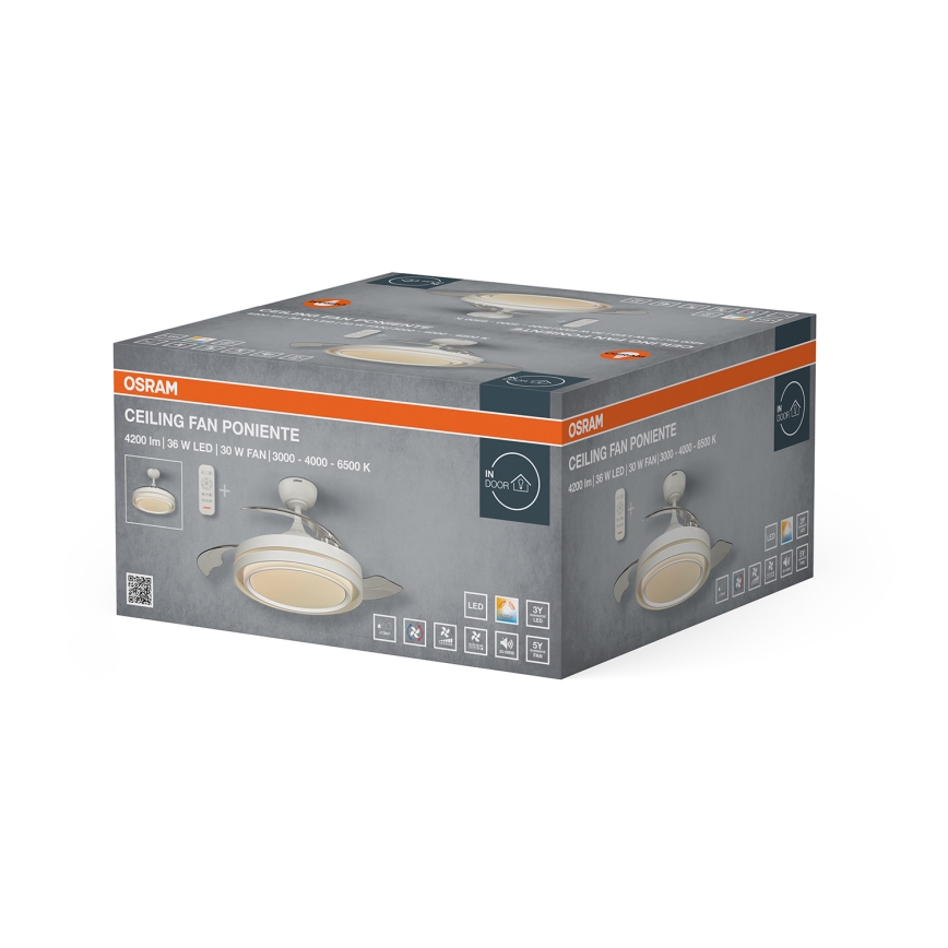 Osram - Hämardatav LED laevalgusti ventilaatoriga PONIENTE LED/36W/230V 3000/4000/6500K + kaugjuhtimispult
