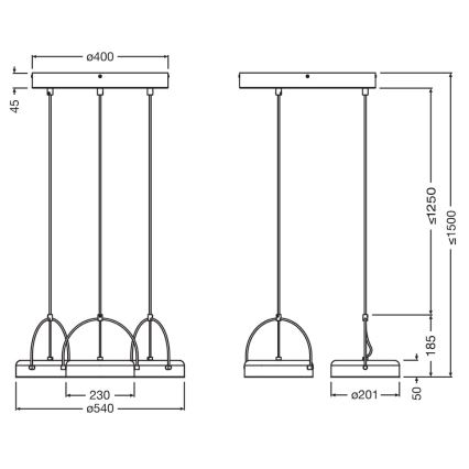 Osram - LED-kaabliga rippvalgusti DECOR PUCK 3xLED/12W/230V must
