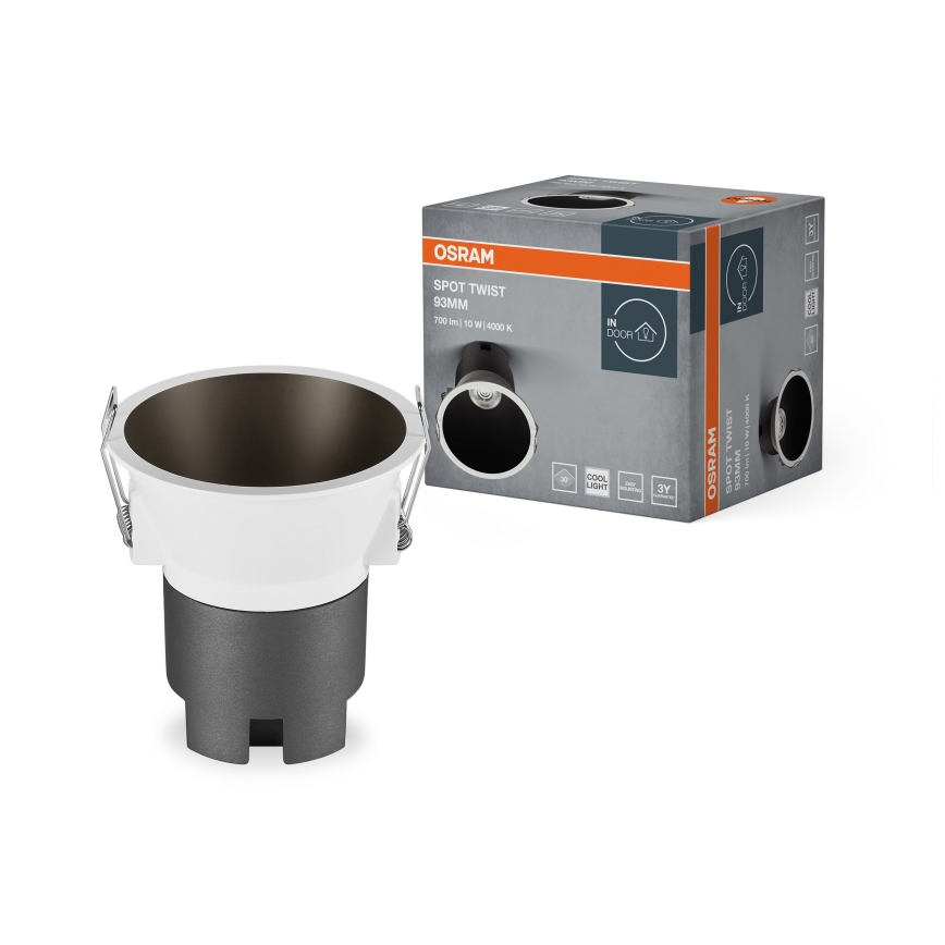 Osram - SPOT TWIST LED/10W/230V 4000K, lae sissepaigaldatav valgusti, läbimõõt 9,3 cm, valge/must