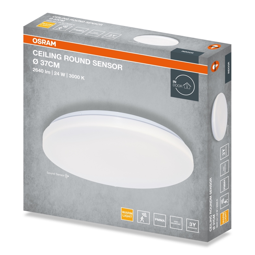 Osram - LED laevalgusti hämarusanduriga ROUND LED/24W/230V, läbimõõt 37 cm