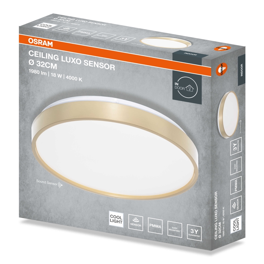 Osram - LED laevalgusti hämarusanduriga CEILING LUXO LED/18W/230V Ø 32 cm kuldne