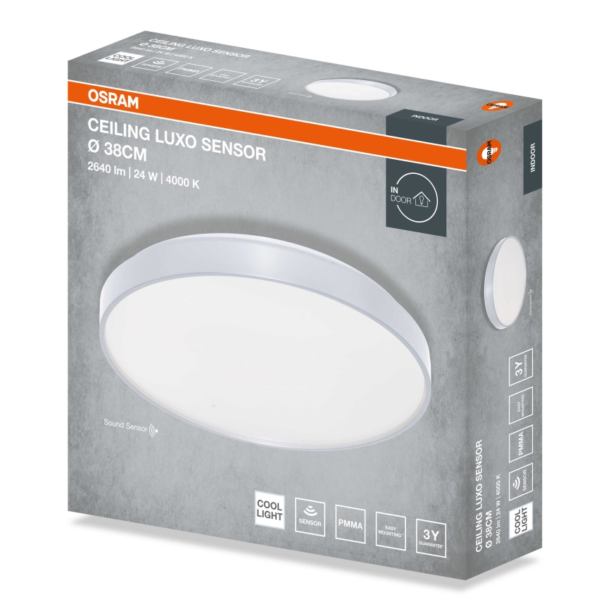 Osram - CEILING LUXO LED/24W/230V laelamp, läbimõõt 38 cm, hõbedane, hämarusanduriga