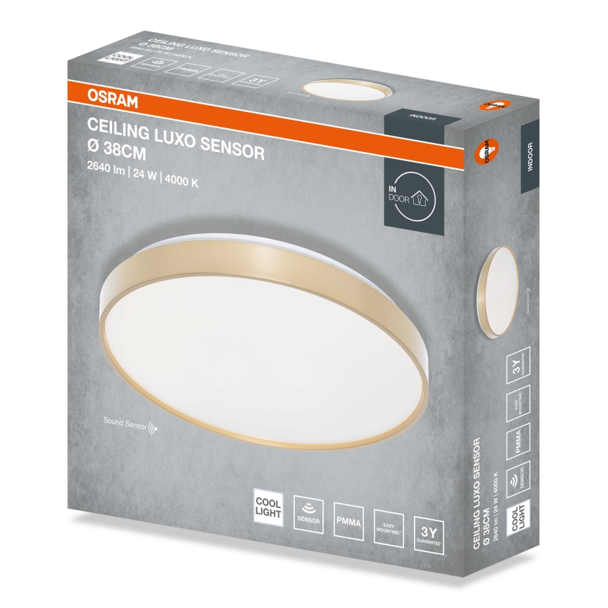 Osram - LED laelamp hämarusanduriga CEILING LUXO LED/24W/230V läbimõõt 38 cm kuldne