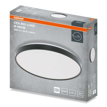 Osram - LED laelamp CEILING LUXO LED/36W/230V, läbimõõduga 49 cm, must