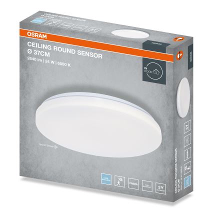 Osram - LED-vannitoa laevalgusti hämarusanduriga CEILING ROUND LED/24W/230V 6500K, läbimõõt 37 cm, valge