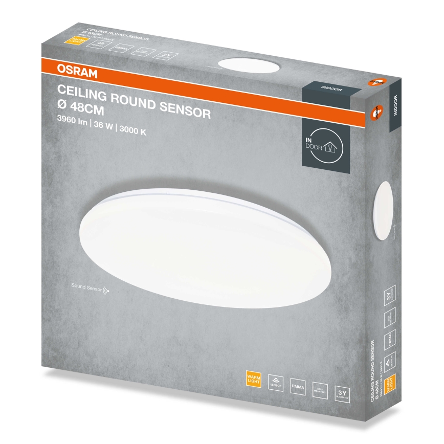Osram - LED-laelamp hämarikuanduriga CEILING ROUND LED/36W/230V 3000K, läbimõõt 48 cm, valge
