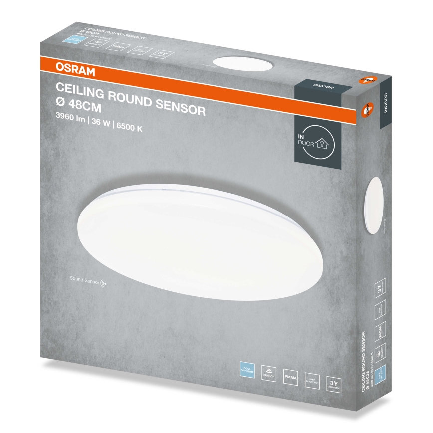 Osram - LED laevalgusti hämarikusensoriga CEILING ROUND LED/36W/230V 6500K Ø 48 cm valge