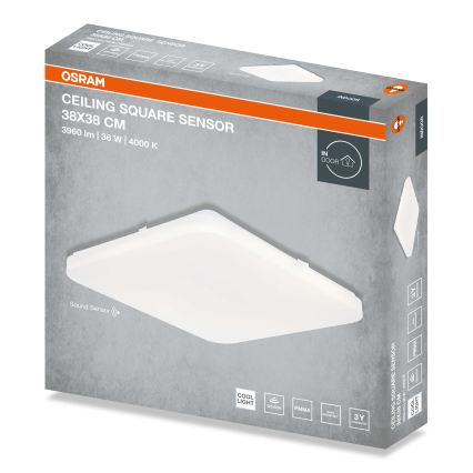Osram - LED laevalgusti hämarussensoriga CEILING SQUARE LED/36W/230V 4000K 38x38 cm valge