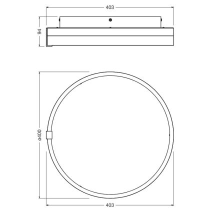 Osram - LED laelamp DECOR CIRCLE LED/25W/230V 3000/4000/6500K läbimõõt 40 cm must/valge