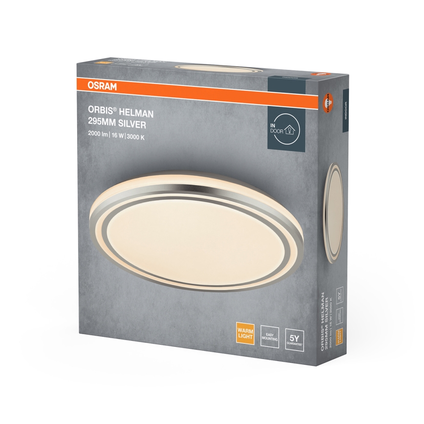 Osram - LED laelamp ORBIS HELMAN LED/16W/230V, läbimõõt 29,5 cm, hõbedane