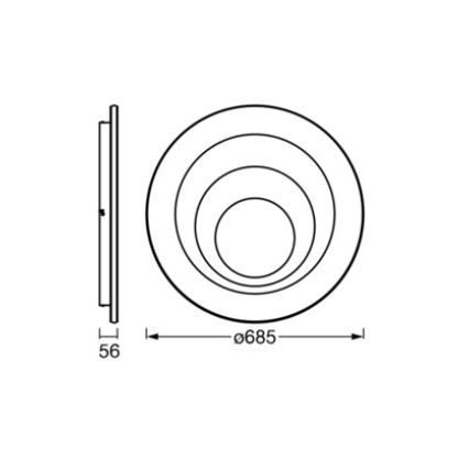Osram - LED laelamp ORBIS SPIRAL LED/63W/230V läbimõõt 68,5 cm