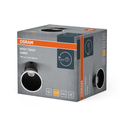 Osram - LED lae sissepaigaldatav valgusti SPOT TWIST LED/10W/230V 3000K, läbimõõt 9,3 cm, valge/must