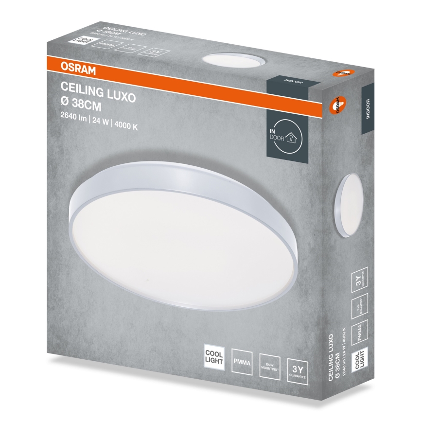Osram - LED laevalgusti CEILING LUXO LED/24W/230V, Ø 38 cm, hõbedane