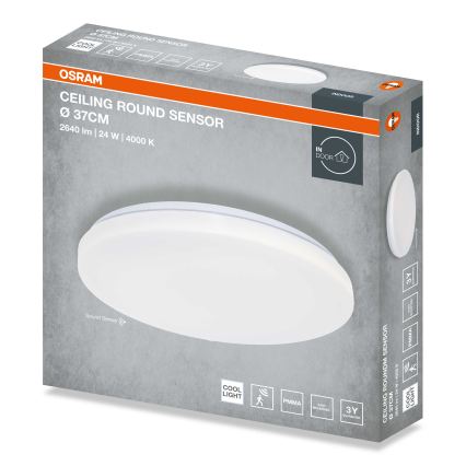 Osram - LED laevalgusti hämarussensoriga CEILING ROUND LED/24W/230V 4000K läbimõõt 37 cm, valge