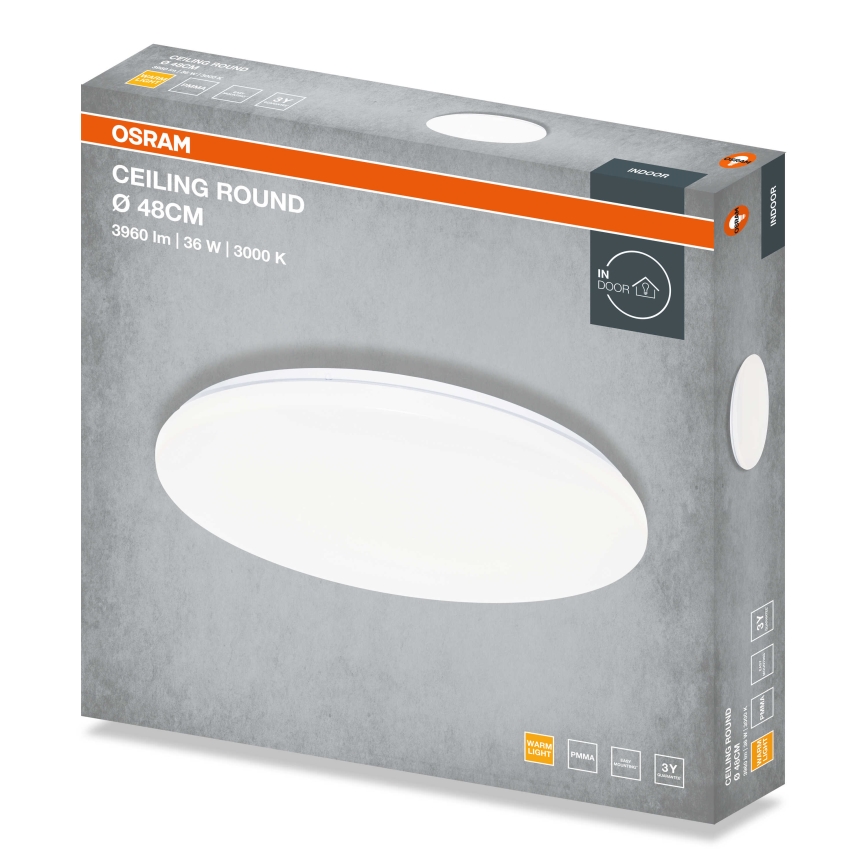 Osram - LED laevalgusti CEILING ROUND LED/36W/230V 3000K läbimõõt 48 cm valge