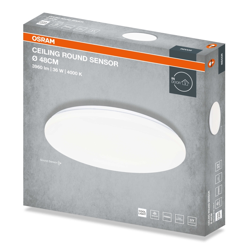 Osram - LED-laelamp hämarusanduriga CEILING ROUND LED/36W/230V 4000K Ø 48 cm, valge
