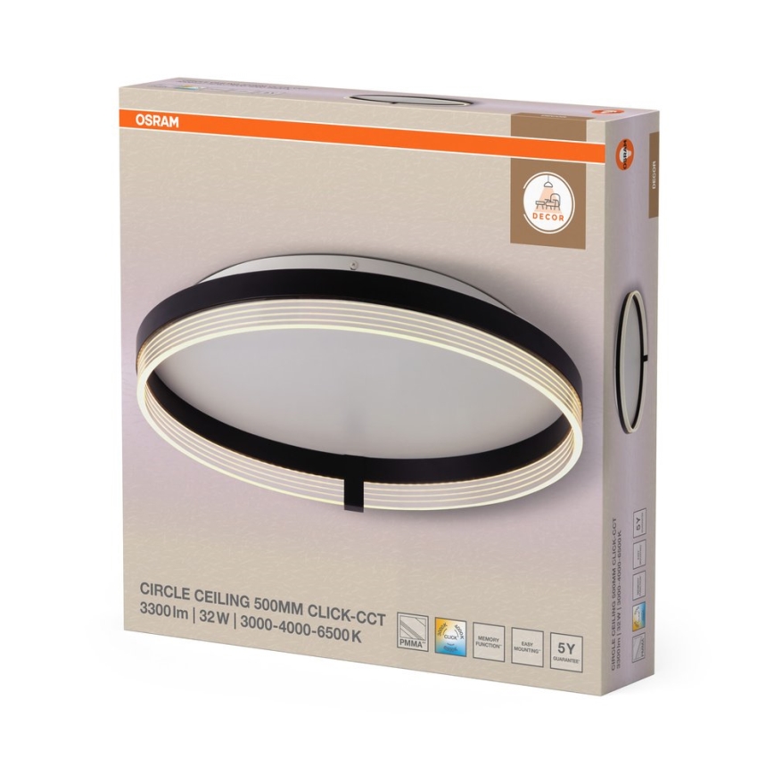 Osram - LED laelamp DECOR CIRCLE LED/32W/230V 3000/4000/6500K läbimõõt 50 cm must/valge