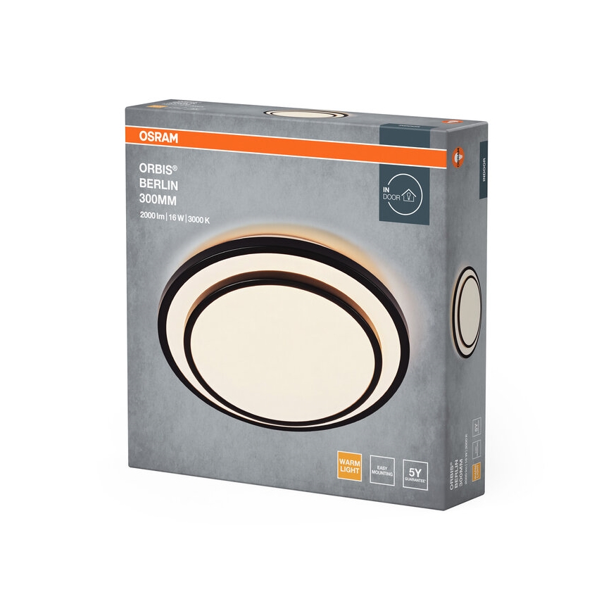 Osram - LED laevalgusti ORBIS BERLIN LED/16W/230V, läbimõõt 29,3 cm, must