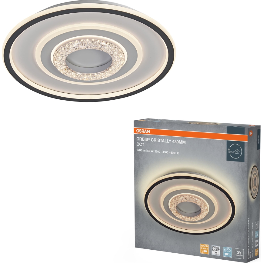 Osram - LED laelamp ORBIS CRISTALLY LED/50W/230V 2700/4000/6000K läbimõõt 43 cm valge/must