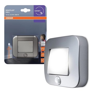 Osram - LED öövalgusti anduriga NIGHTLUX LED/0,3W/3xAAA IP54 hõbedane