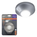 Osram - LED-öövalgusti anduriga NIGHTLUX LED/2W/3xAA hõbedane