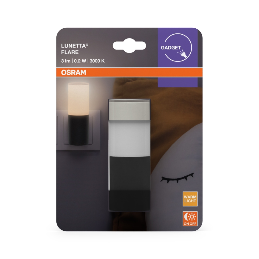 Osram - LED öövalgusti hämarusanduriga LUNETTA LED/0,2W/230V must