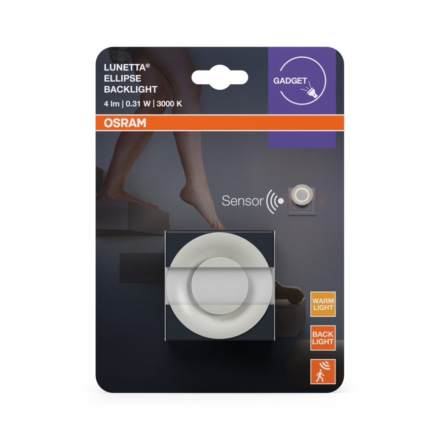 Osram - LED öölamp liikumis- ja hämarussensoriga LUNETTA LED/0,31W/230V valge