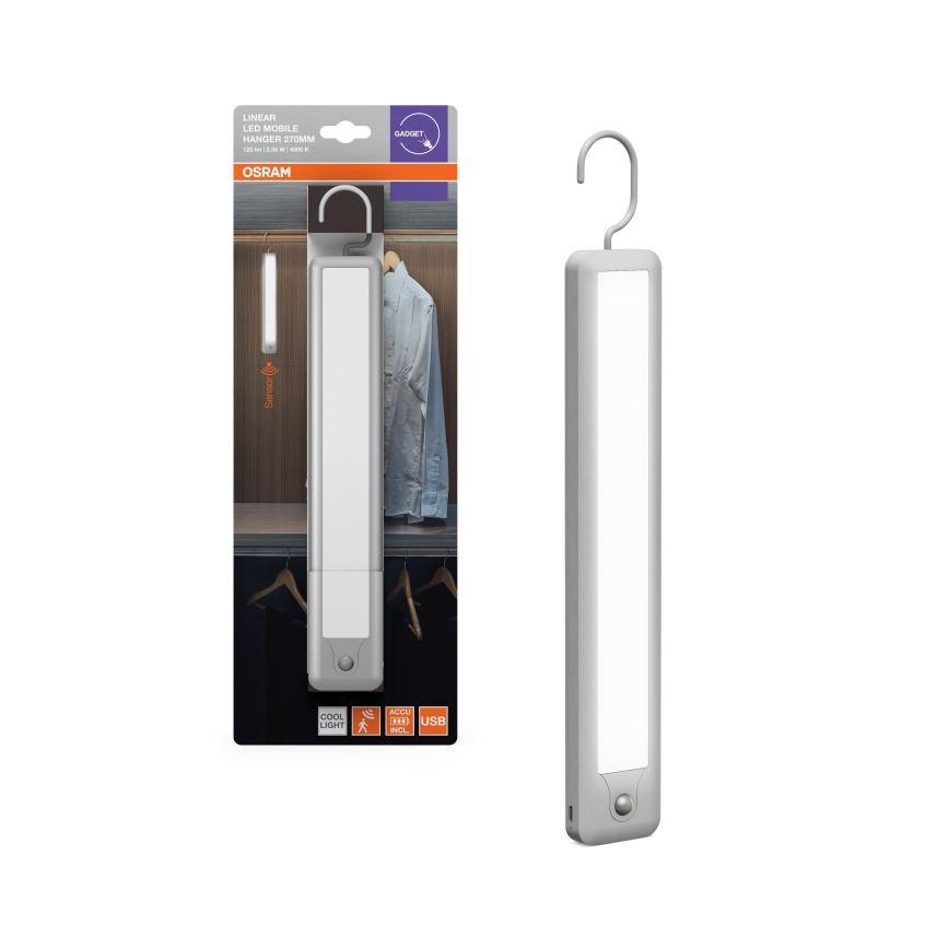 Osram - rippuv LED-suunavalgusti liikumisanduriga MOBILE LED/2,35W/5V 1000 mAh valge