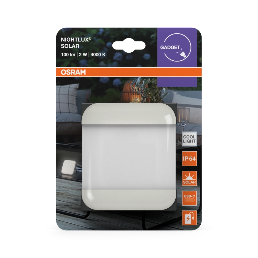 Osram - LED-päikesepaneeliga kaasaskantav valgusti NIGHTLUX LED/2W/5V IP54 hall