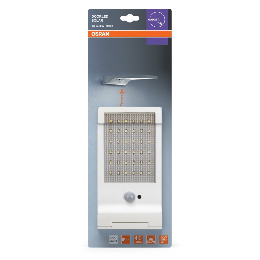 Osram - LED päikesepaneeliga seinavalgusti anduriga DOORLED LED/3W/3,3V 2000 mAh IP44 valge