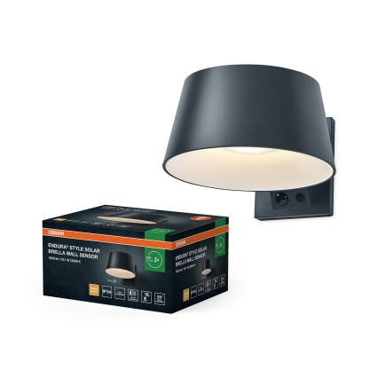 Osram - päikesepaneeliga LED-seinavalgusti anduriga ENDURA STYLE LED/10,1W/4,2V 2000 mAh IP54 antratsiit