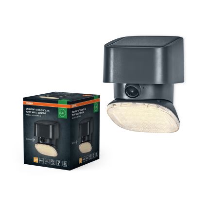 Osram - LED päikeseenergiaga seinavalgusti anduriga ENDURA STYLE LED/10,3W/4,2V 2000 mAh IP54 antratsiit
