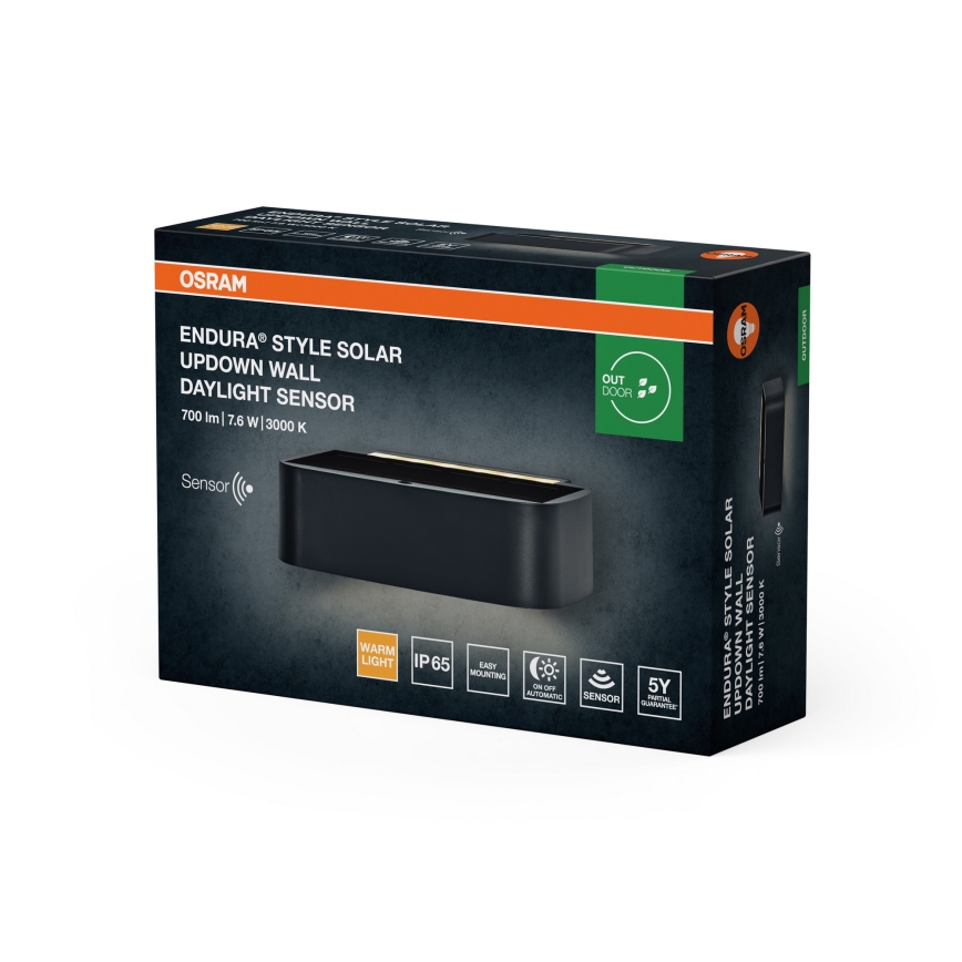 Osram - LED hämardatav päikeseenergiaga seinavalgusti ENDURA STYLE LED/7,6W/4,2V 2000 mAh IP65 antratsiit