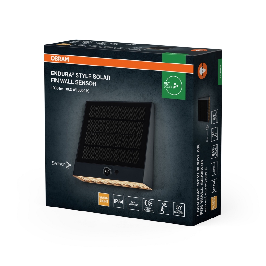 Osram - ENDURA STYLE LED päikesepaneeliga seinavalgusti anduriga LED/10,2W/4,2V 2000 mAh IP54 antratsiit
