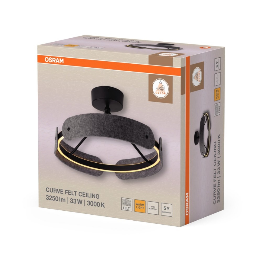 Osram - LED-pinnapealne lühter DECOR CURVE LED/33W/230V, läbimõõt 43 cm, hall