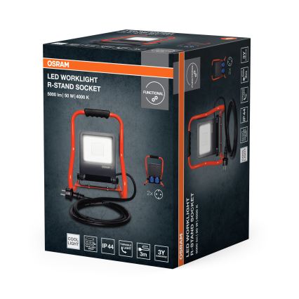 Osram - LED reflektor kinnitusklambriga ja pistikupesadega R-STAND LED/50W/230V 4000K IP44 oranž/antratsiit