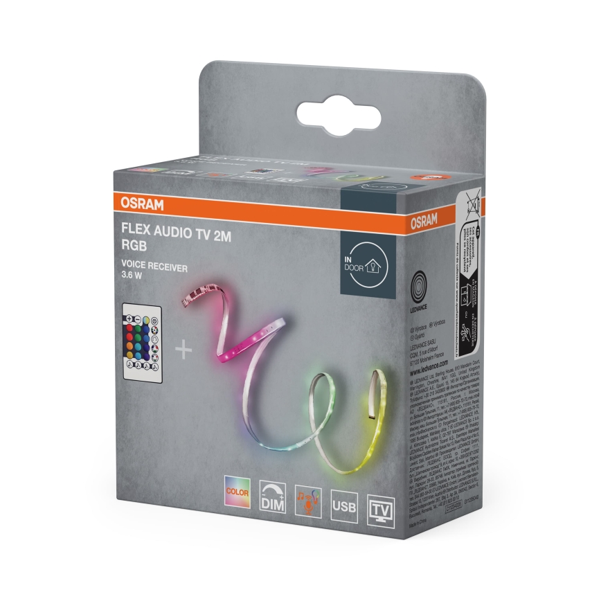 Osram - LED RGB Hämardatav riba telerile FLEX AUDIO 2m LED/3,6W/5V + kaugjuhtimispult