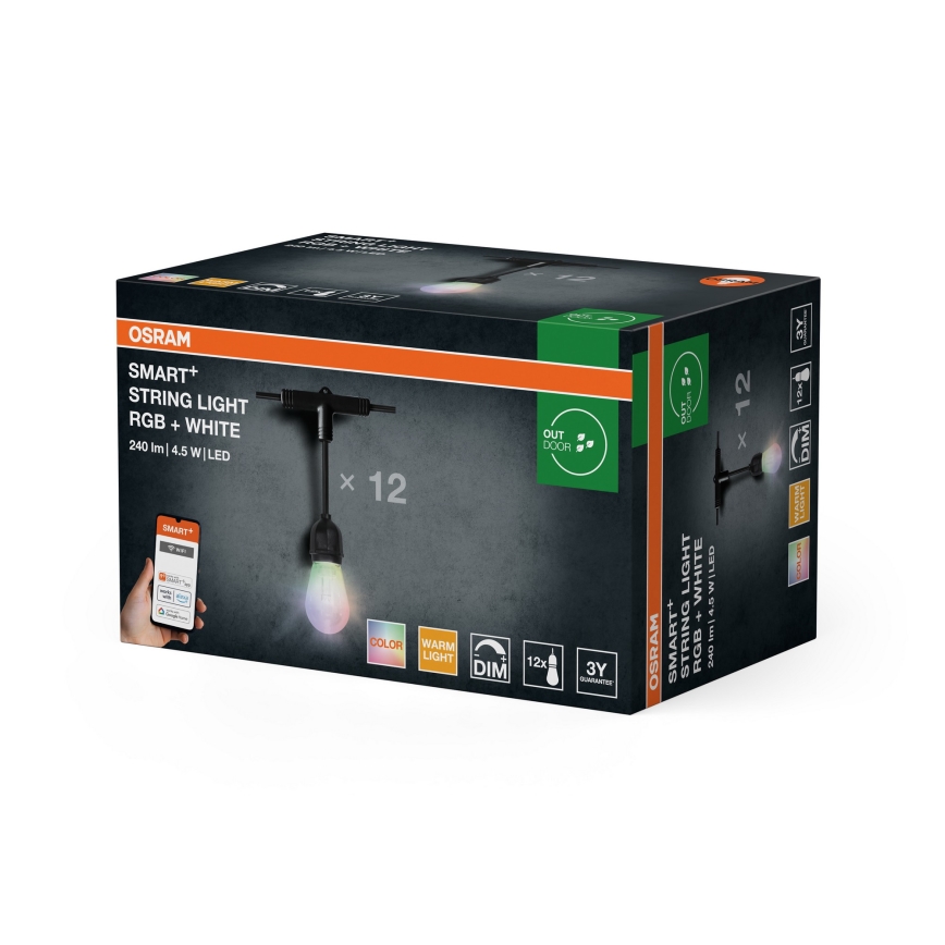 Osram - LED RGB hämardatav välisvalguskett SMART+ STRING 12xLED/230V 7,47m IP44 Wi-Fi
