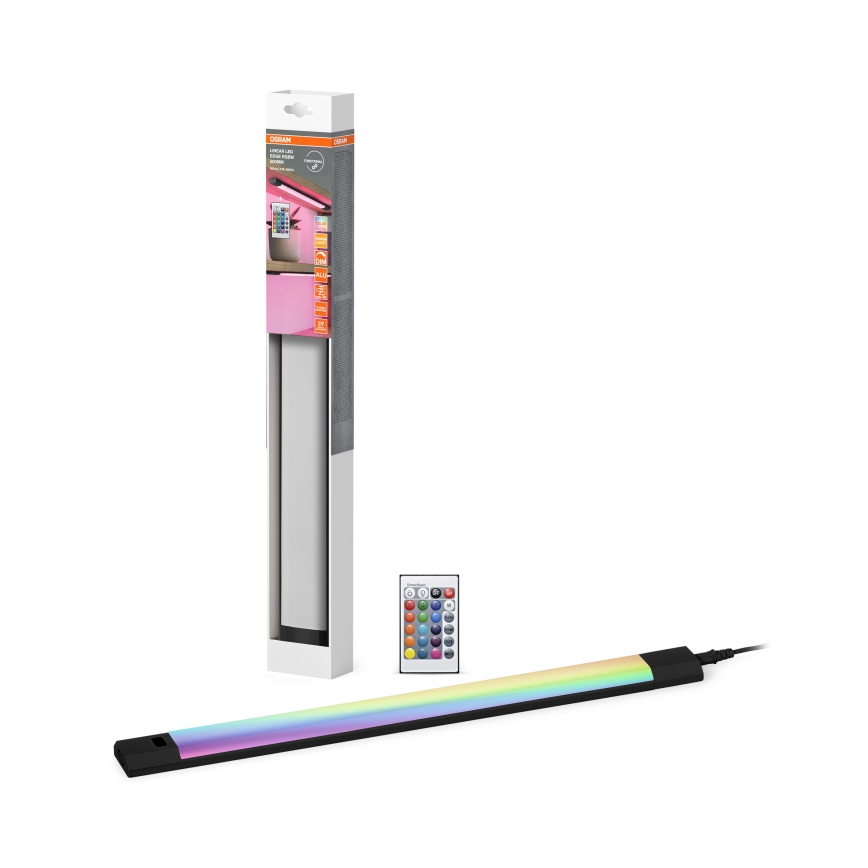 Osram - LED RGBW hämardatav kapialune LED-liistvalgusti liikumisanduriga LINEAR EDGE LED/8W/230V 50 cm must + kaugjuhtimispult