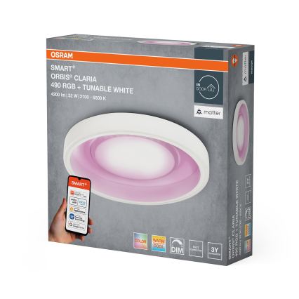 Osram- hämardatav LED RGBW laevalgusti SMART+ CLARIA LED/32W/230V läbimõõt 49 cm 2700-6500K Wi-Fi