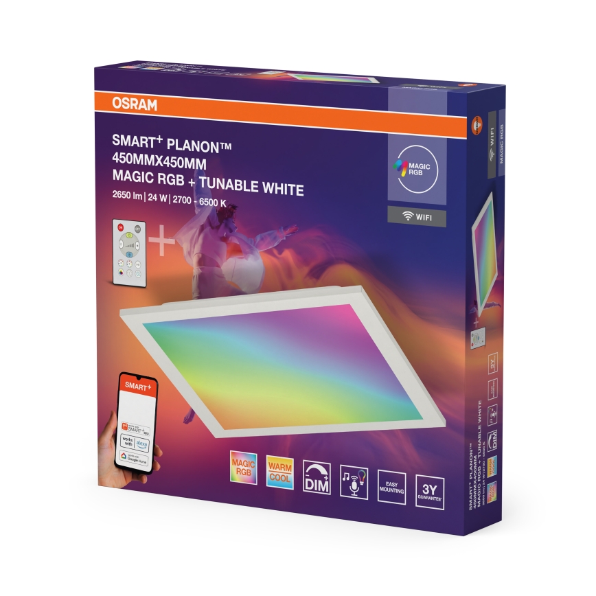 Osram - LED RGBW Hämardatav laelamp SMART+ MAGIC LED/24W/230V 2700-6500K 45x45 cm Wi-Fi + kaugjuhtimine