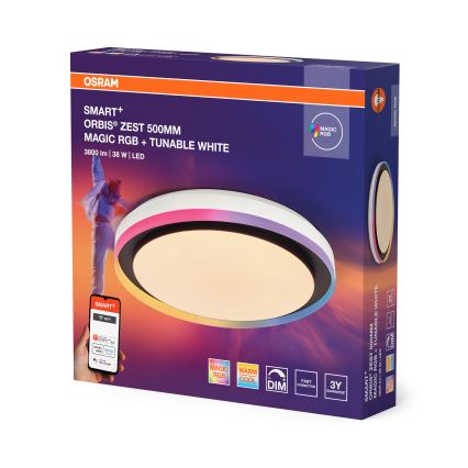 Osram - SMART+ MAGIC RGBW LED hämardatav laelamp, 38W/230V, läbimõõt 49 cm, must, 2700-6500K, Wi-Fi