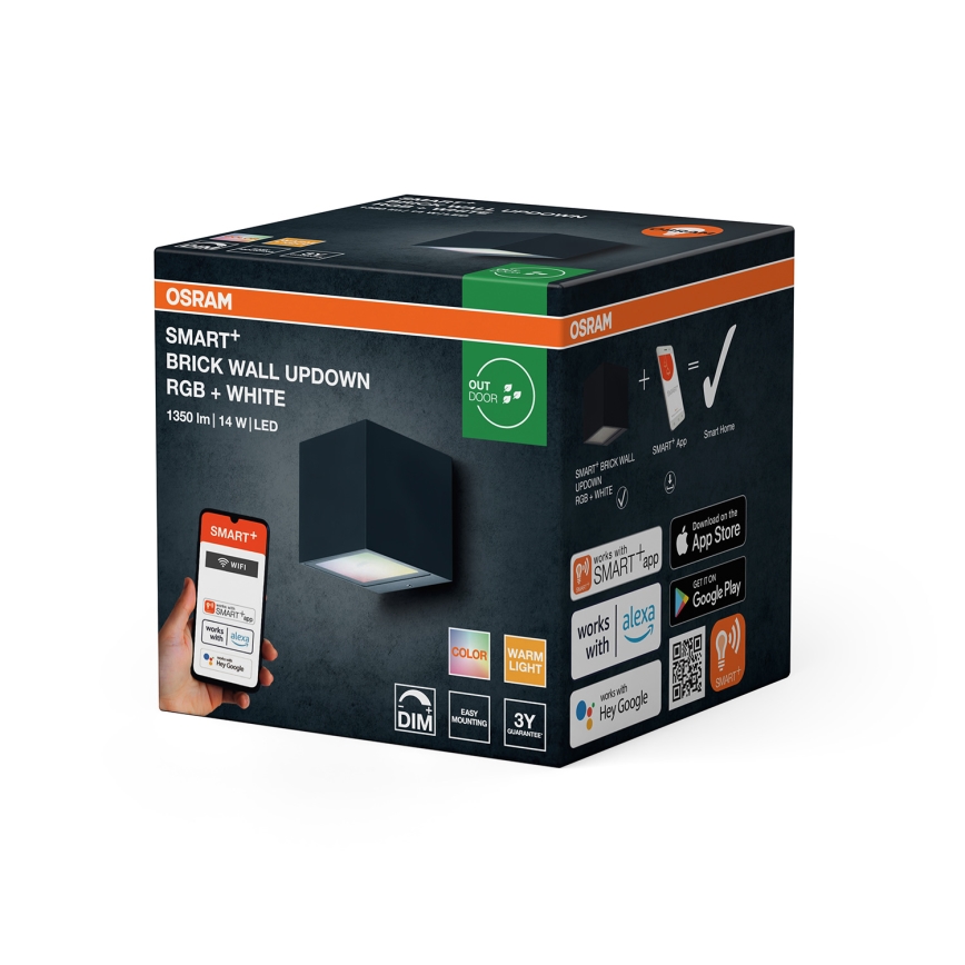 Osram - LED RGBW hämardatav välisseinale paigaldatav seinavalgusti SMART+ BRICK LED/14W/230V IP44 Wi-Fi