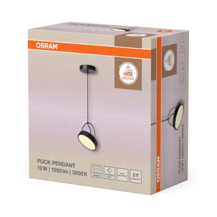 Osram - LED-rippvalgusti riputuskaabliga DECOR PUCK LED/12W/230V CRI 90 must