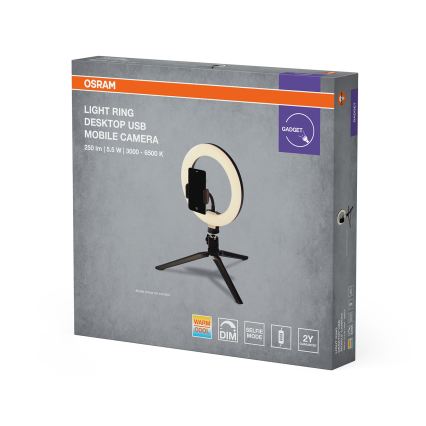 Osram - hämardatav LED-laualamp koos statiiviga ja vlogimiseks hoidikuga LED/5,5W/USB 3000-6500K 210 mAh